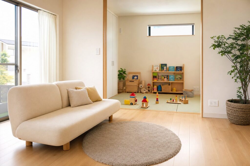 子育てインテリア参考イメージ：安全家具・遊びスペース