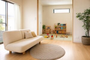 子育てインテリア参考イメージ：安全家具・遊びスペース